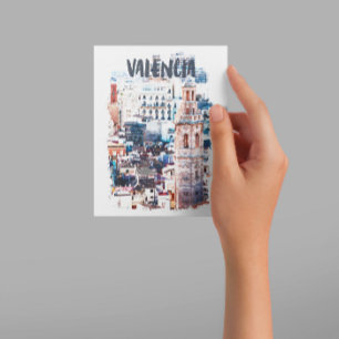 Valencia Spain Architecture Watercolor City  Postcard