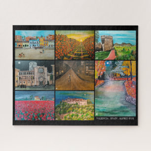 Valencia Spain Collage Painting by Alfred Fox Jigsaw Puzzle