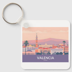Valencia Spain Old Town Pastel Travel Key Ring