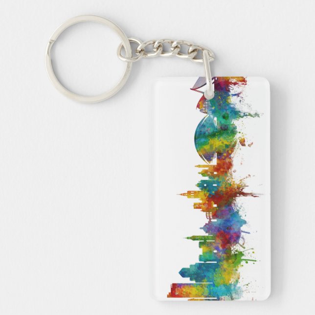 Valencia Spain Skyline Key Ring (Front)