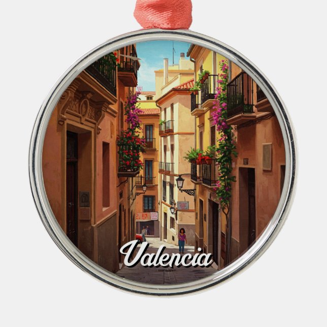 Valencia Spain Travel Metal Tree Decoration (Front)