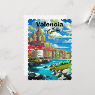 Valencia Spain Travel Postcard Art, Spain Travel P