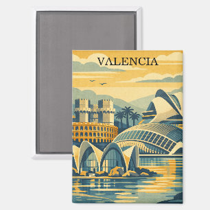 Valencia Spain Vintage - Minimalist Colorful Magnet
