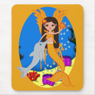 Valencia the Orange Merfaery and Dolphin Mousepad