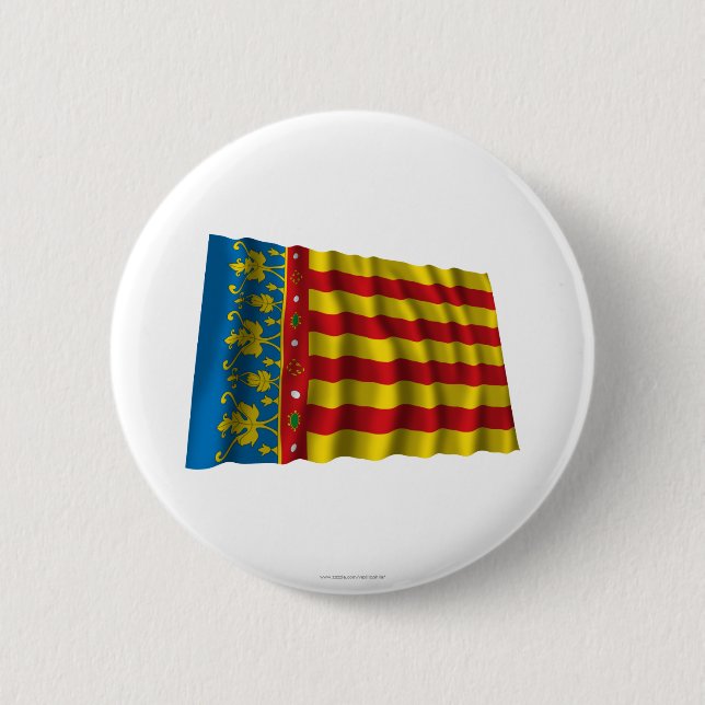 Valencia waving flag 6 cm round badge (Front)