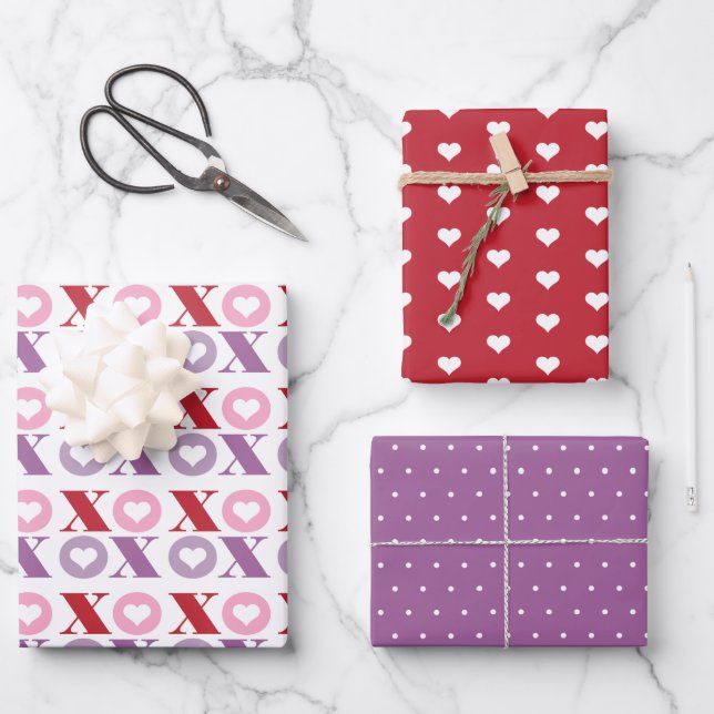 Valentien's day heart pattern wrapping paper sheet (Front)