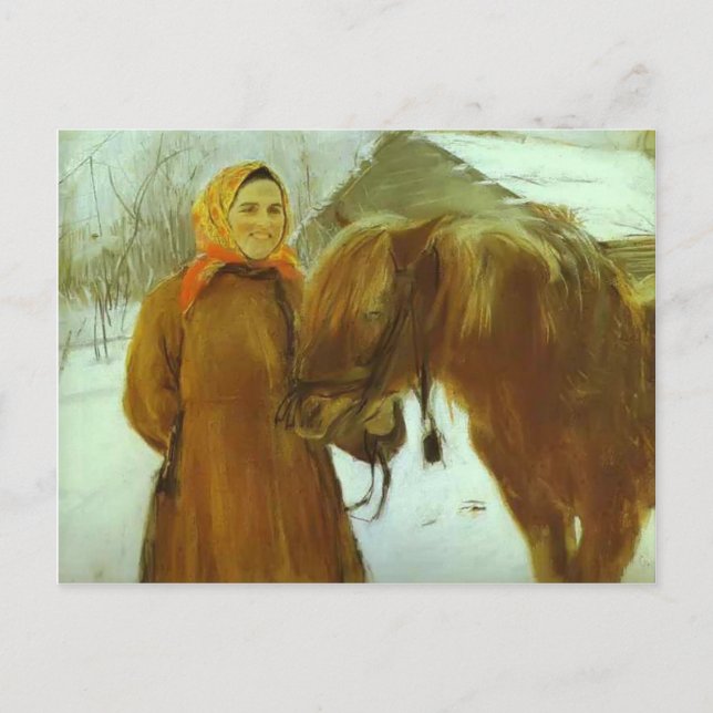 Valentin Serov- Peasant Woman with a Horse Postcard (Front)