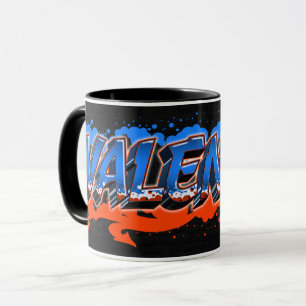 Valentin Vorname Name Graffiti blue orange Tasse Mug