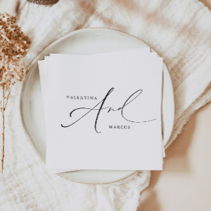 VALENTINA Chic Elegant Calligraphy Script Wedding Napkin