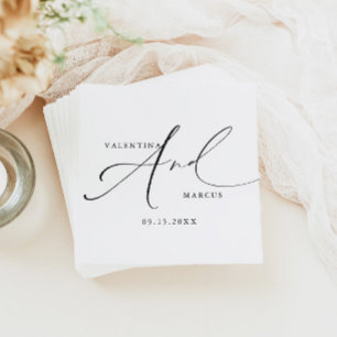 VALENTINA Chic Elegant Calligraphy Script Wedding Napkin