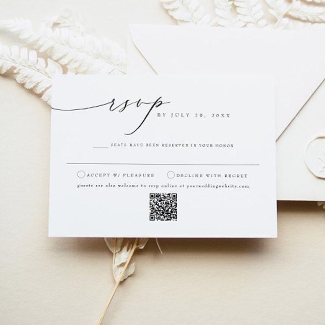 VALENTINA Elegant Minimalist Script Wedding RSVP Invitation (Creator Uploaded)