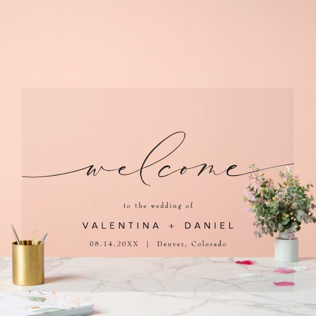 VALENTINA Elegant Script Wedding Welcome Acrylic Sign (Wedding)