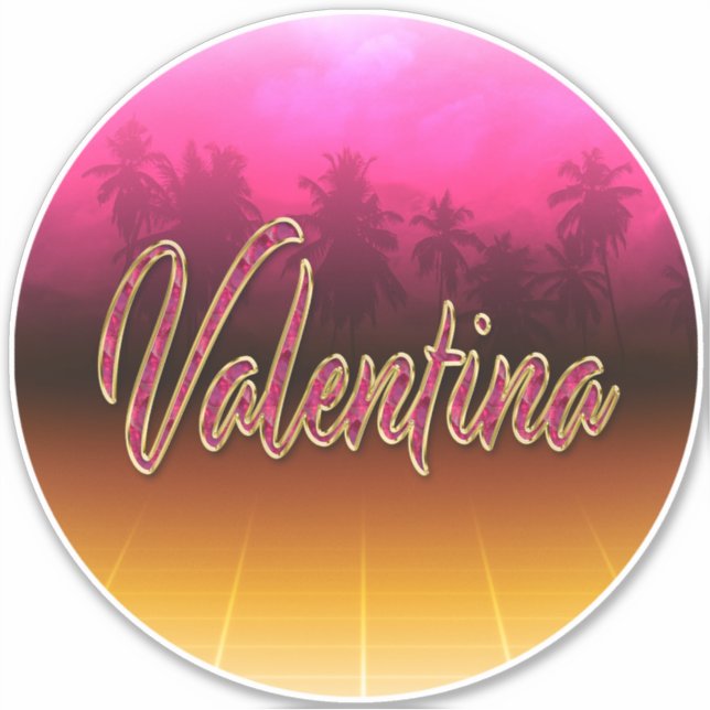 Valentina First Name Pink Sticker (Front)