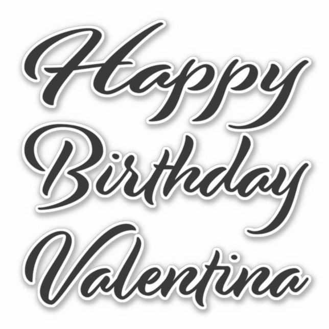 Valentina name first name black Sticker birthday (Front)