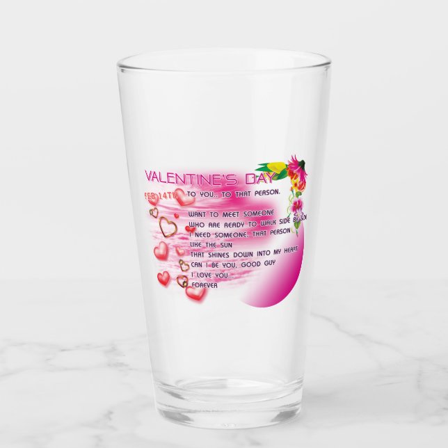 Valentine 2026 Drinkware Glass (Front)