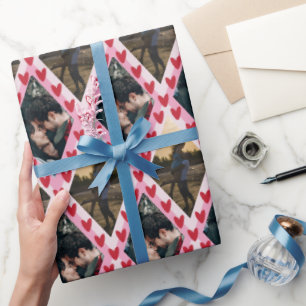 Valentine 2 custom photos & love hearts diamonds wrapping paper