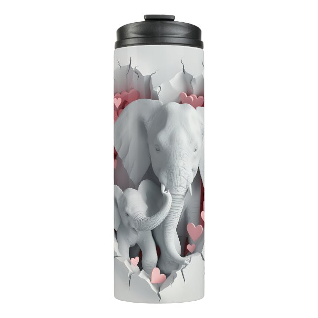 Valentine 3D Mum & Baby Elephants Tumbler Wrap (Front)