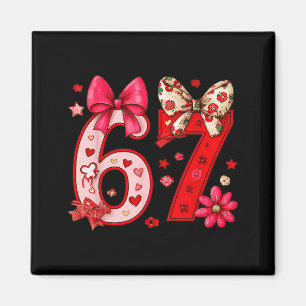 Valentine 67 Funny Six Seven Meme Coquette Bow Wom Magnet