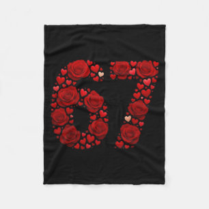 Valentine 67 Meme Rose Hearts Funny Six Seven Vale Fleece Blanket