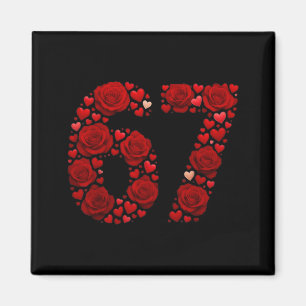 Valentine 67 Meme Rose Hearts Funny Six Seven Vale Magnet
