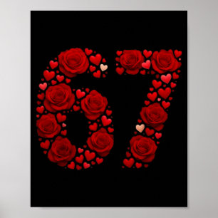 Valentine 67 Meme Rose Hearts Funny Six Seven Vale Poster