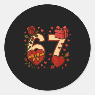 Valentine 67 Meme Six Seven Funny Gen Alpha Classic Round Sticker
