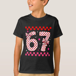Valentine 67 Six Seven 6 7 Funny Heart Bow For Kid T-Shirt