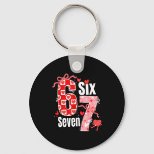 Valentine 67 Six Seven Heart Coquette Bow Valentin Key Ring