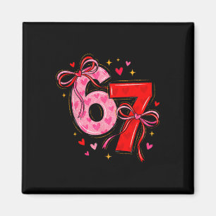Valentine 67 Six Seven Heart Coquette Bow Valentin Magnet