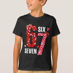 Valentine 67 Six Seven Rose Hearts Bow Valentine’s T-Shirt