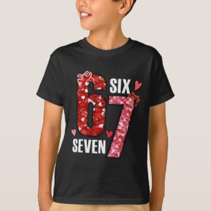 Valentine 67 Six Seven Rose Hearts Bow Valentine’s T-Shirt