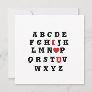 valentine alphabet i love you holiday card