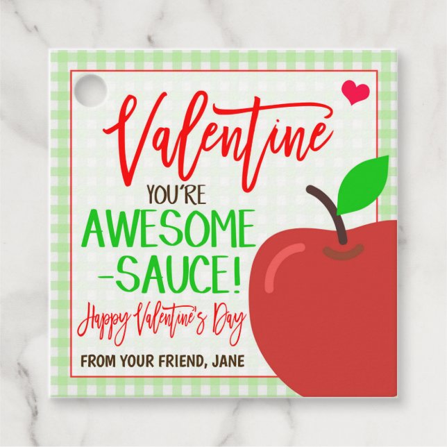 Valentine Applesauce Gift Tag (Front)