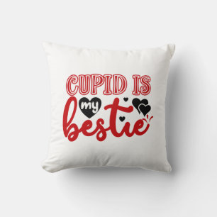 Valentine Art Cupid Is My Bestie Cushion