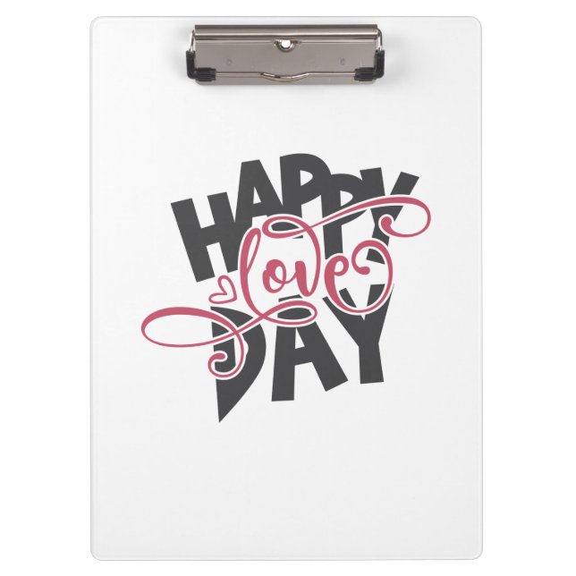 Valentine Art Happy Love Day Clipboard (Front)