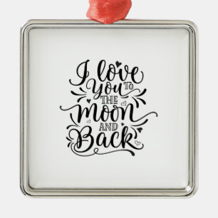 Valentine Art I Love You To The Moon Metal Tree Decoration