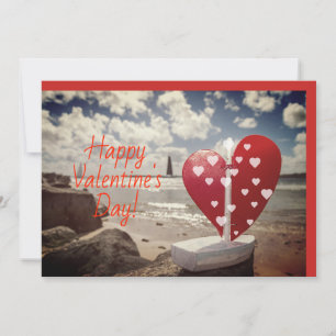 Valentine at Beach Holiday Card