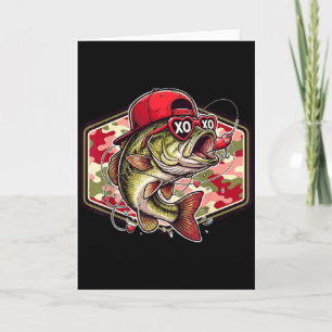 Valentine B Fishing Camo Fisherman Valentines Day  Card