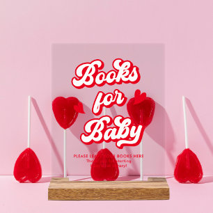 Valentine Baby Shower Books for Baby Acrylic Sign