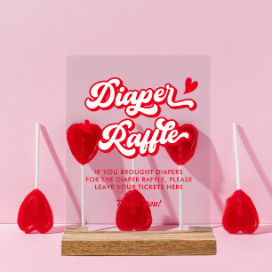 Valentine Baby Shower Diaper Raffle Acrylic Sign