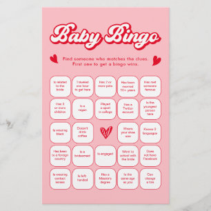 Valentine Baby Shower Find the Guest Bingo Game