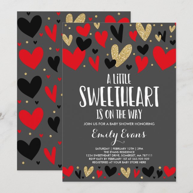 Valentine Baby Shower Invitation Sweetheart Baby (Front/Back)