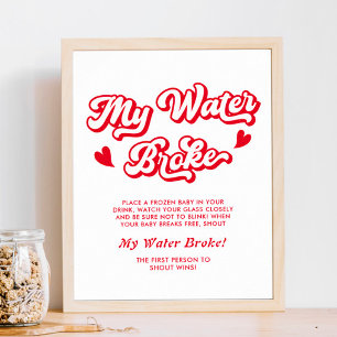 Valentine Baby Shower My Water Broke Game Poster