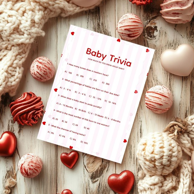 Valentine Baby trivia Baby shower game Card (Creator Uploaded)