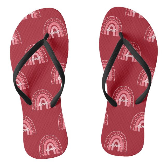 Valentine Background With Hearts Love    Jandals (Footbed)