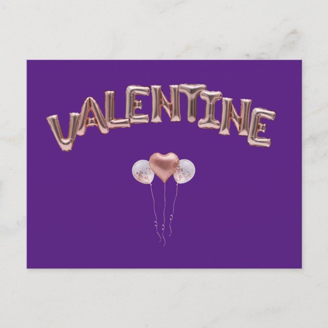 Valentine Balloon Lettering with Heart Balloon  Postcard (Front)