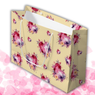Valentine Banana Mania Splash of Hearts Pattern Large Gift Bag