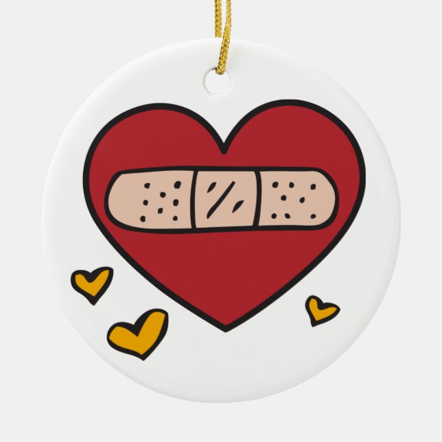 Valentine Band Aid Ceramic Tree Decoration (Front)