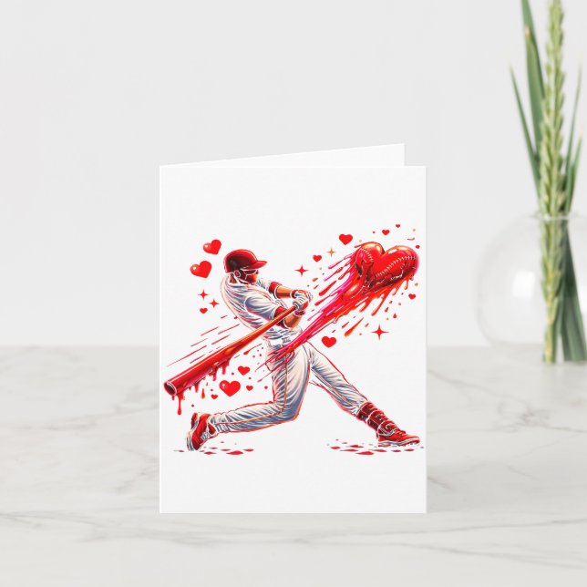 Valentine Baseball Player Drip Illustration Card (Front)