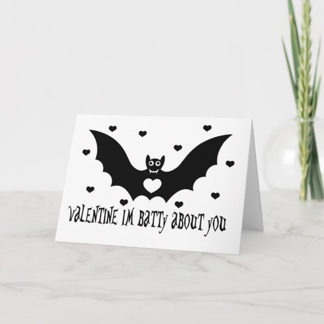 Valentine Bat Love Holiday Card (Front)